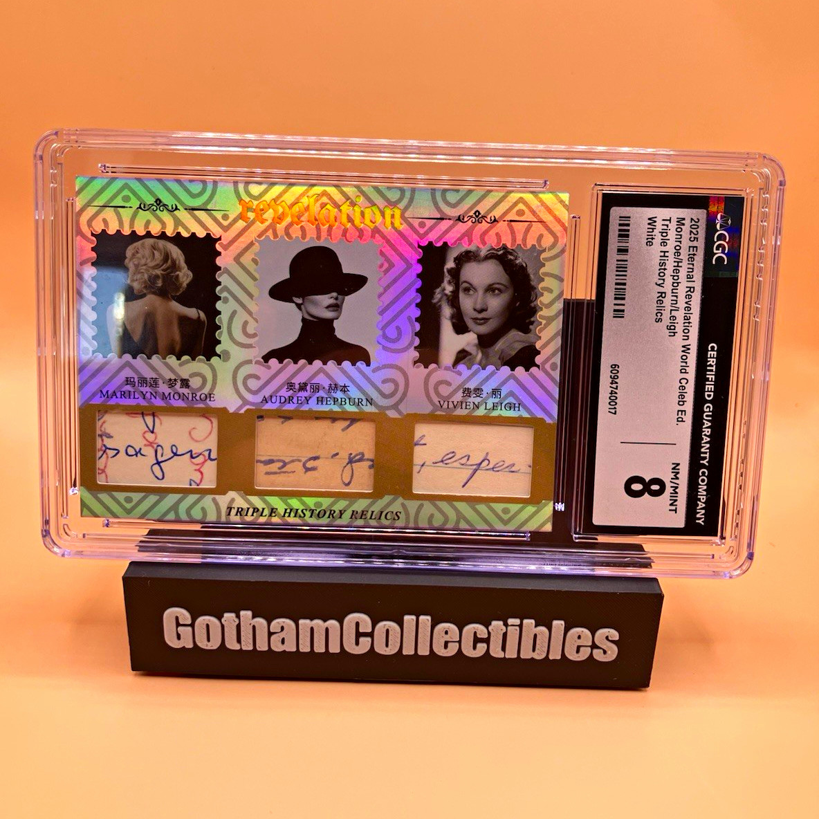 2025 Eternal Revelation Triple Relics 50/50 CGC 8 Marilyn Monroe, Hepburn, Leigh 2025 Eternal Revelation Triple Relics 50/50 CGC 8 Marilyn Monroe, Hepburn, Leigh