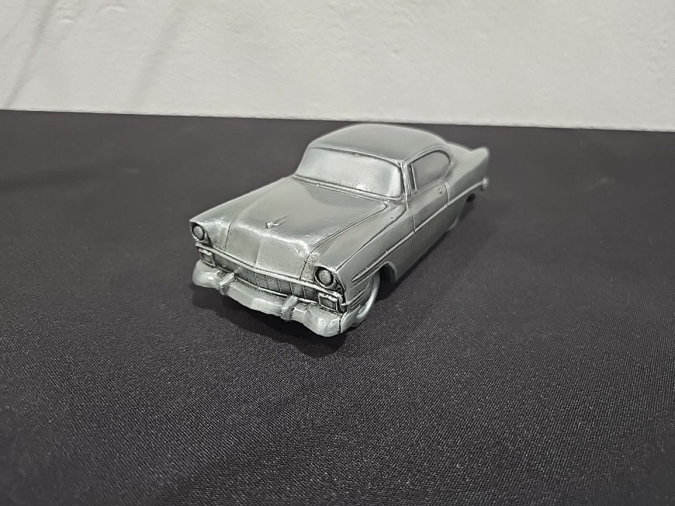 RARE VINTAGE BANTHRICO 1956 CHEVY CAST METAL PROMO CAR BANK 1974 BEL AIR COUPE