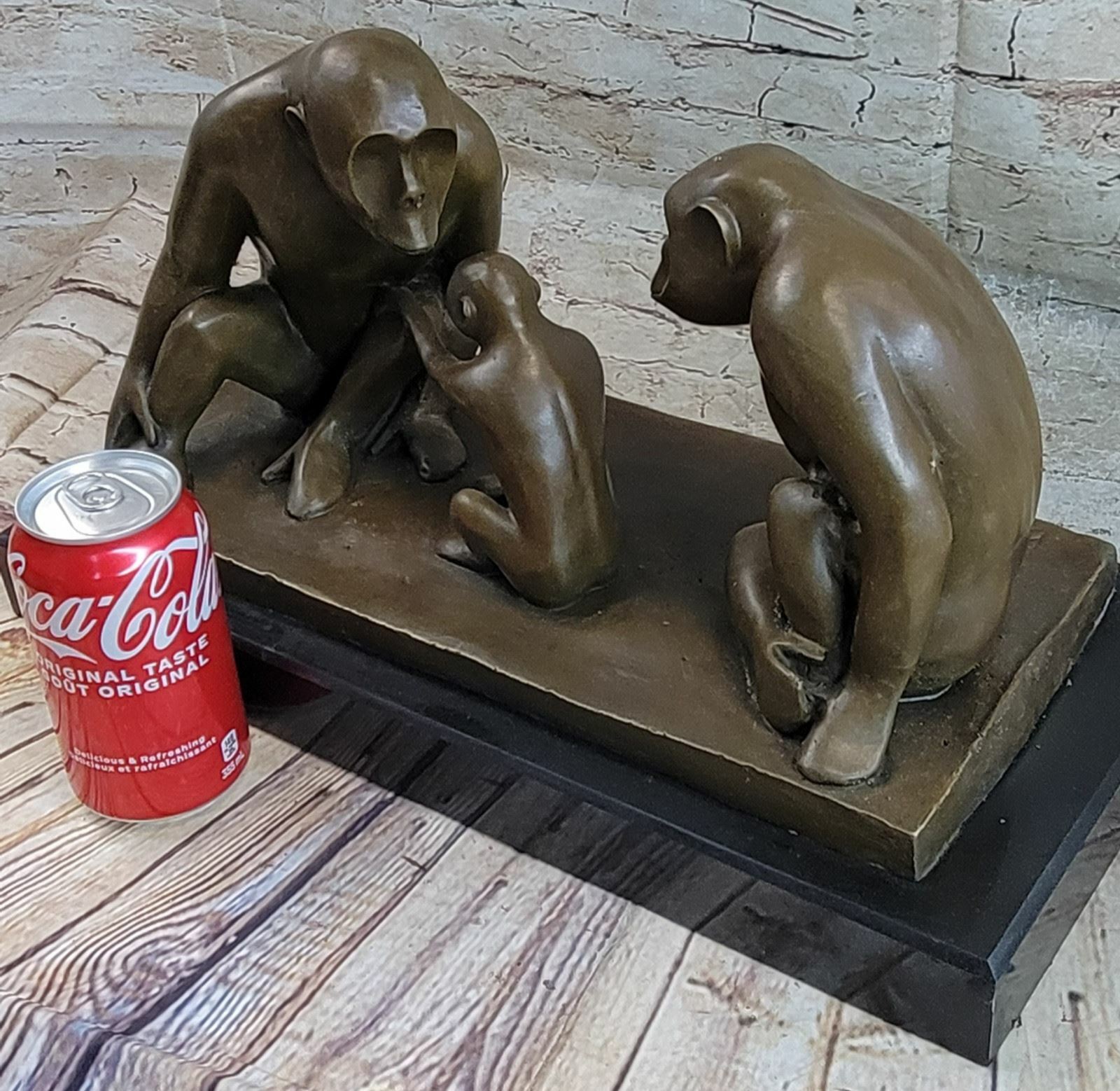 Mother Love Monkey Baby Bronze Sculpture Statue Figurine Hot Cast Home decor Nr