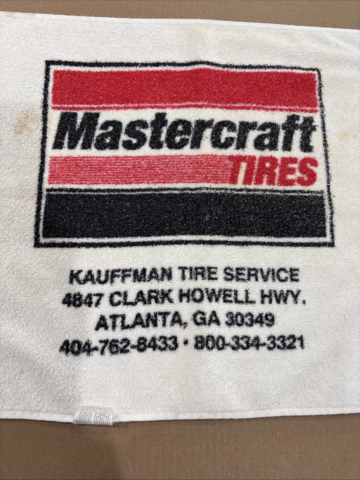 Vtg Mastercraft Tires Mechanic Shop Towel Kauffman Atlanta Vtg Cannon Auto Ads