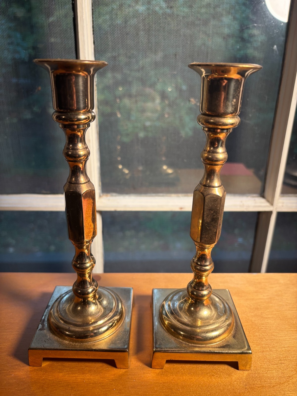 Vintage Pair of Solid Brass Candle Holders – 8” Tall, 2 lbs