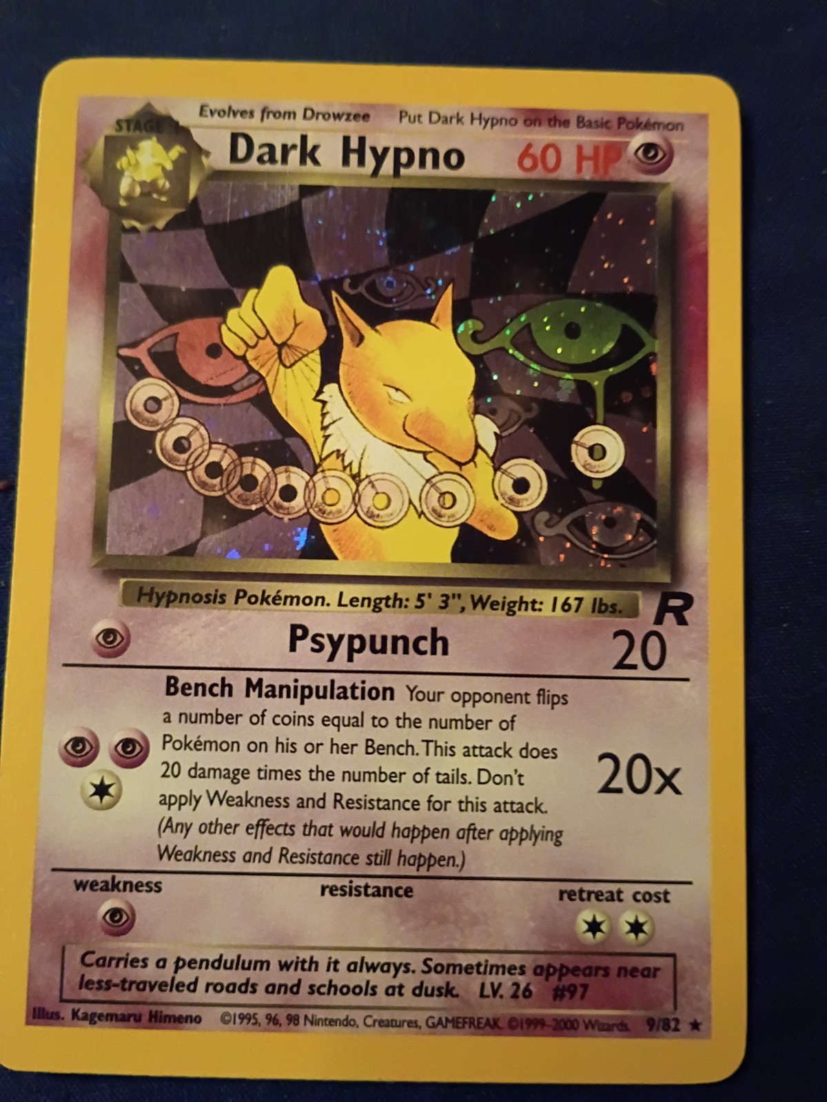 2000  Dark HYPNO Holo 1st Edition team Rocket Pokemon card #9   MINT PSA 9