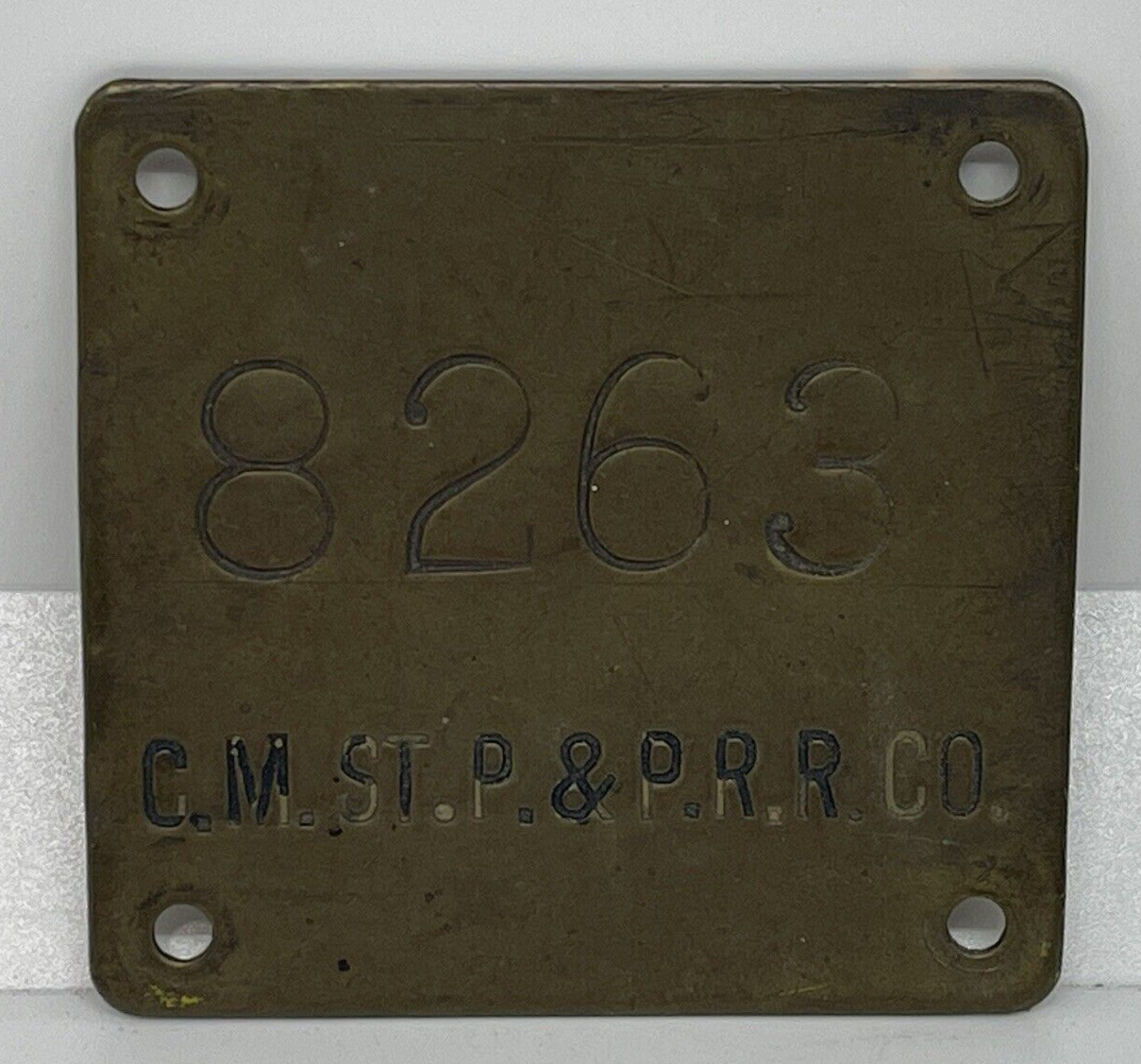 Chicago Milwaukee St. Paul & Pacific RR Co Brass Asset Plate C.M.ST.P.& P.R.R.Co