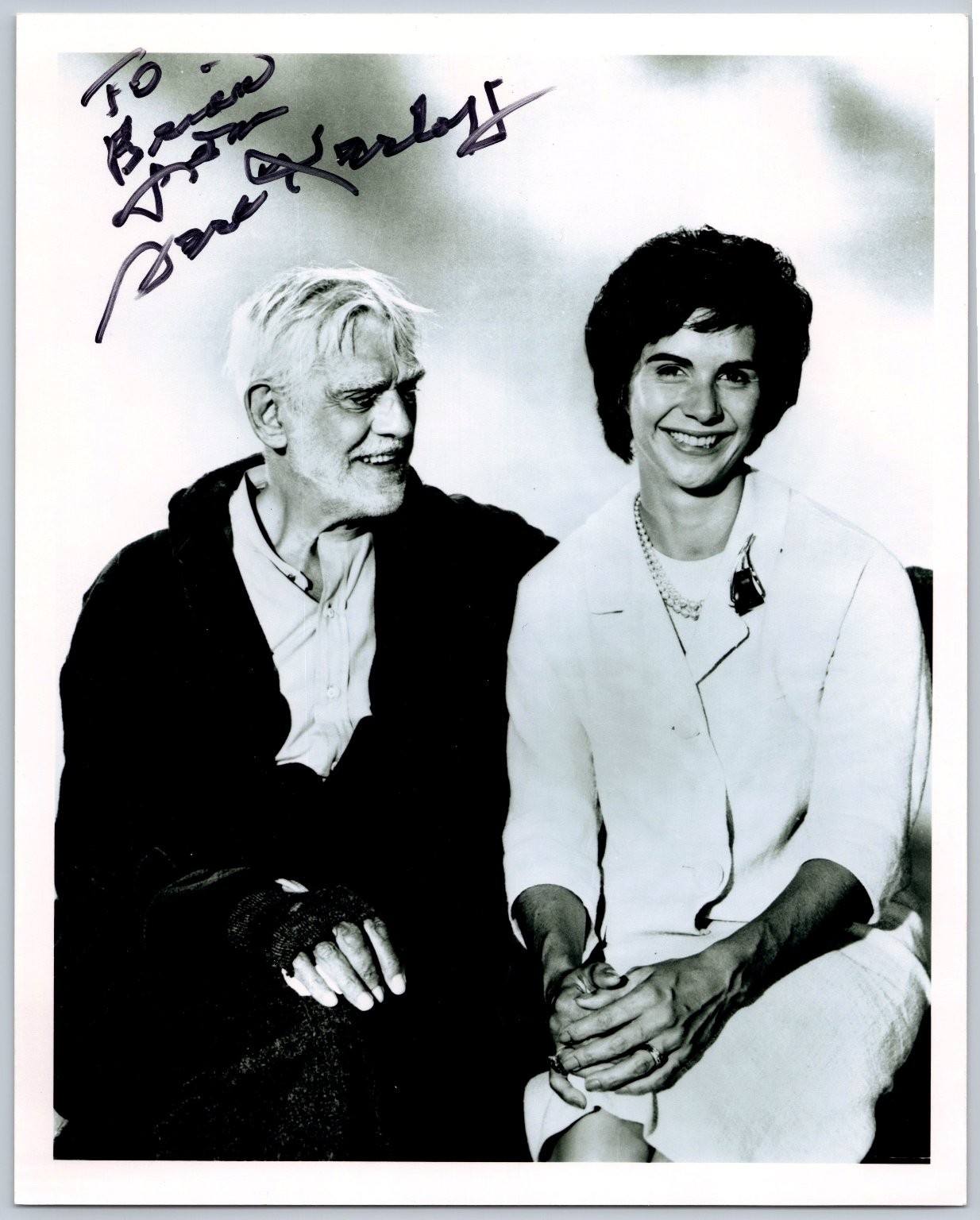 Sara Karloff Autograph Signed Photo To Brian Horror Icons Daughter