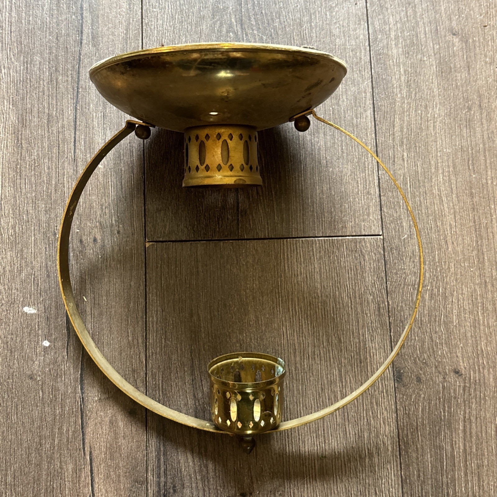 Vintage Brass Tone Moe Light Ceiling Fixture Union Made USA Flush Mount 9.5 in