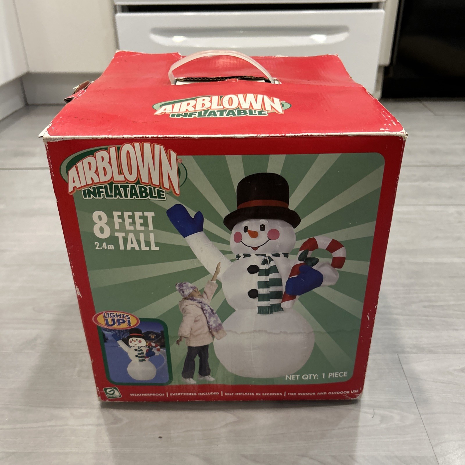 Gemmy 8ft Tall Airblown Inflatable Light Up Snowman Christmas RARE 2002 w/ Box