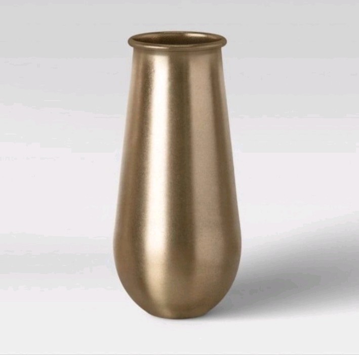 NEW 2 PACK Threshold ~ BRONZE TONE METAL VASES ~ 12” H × 5