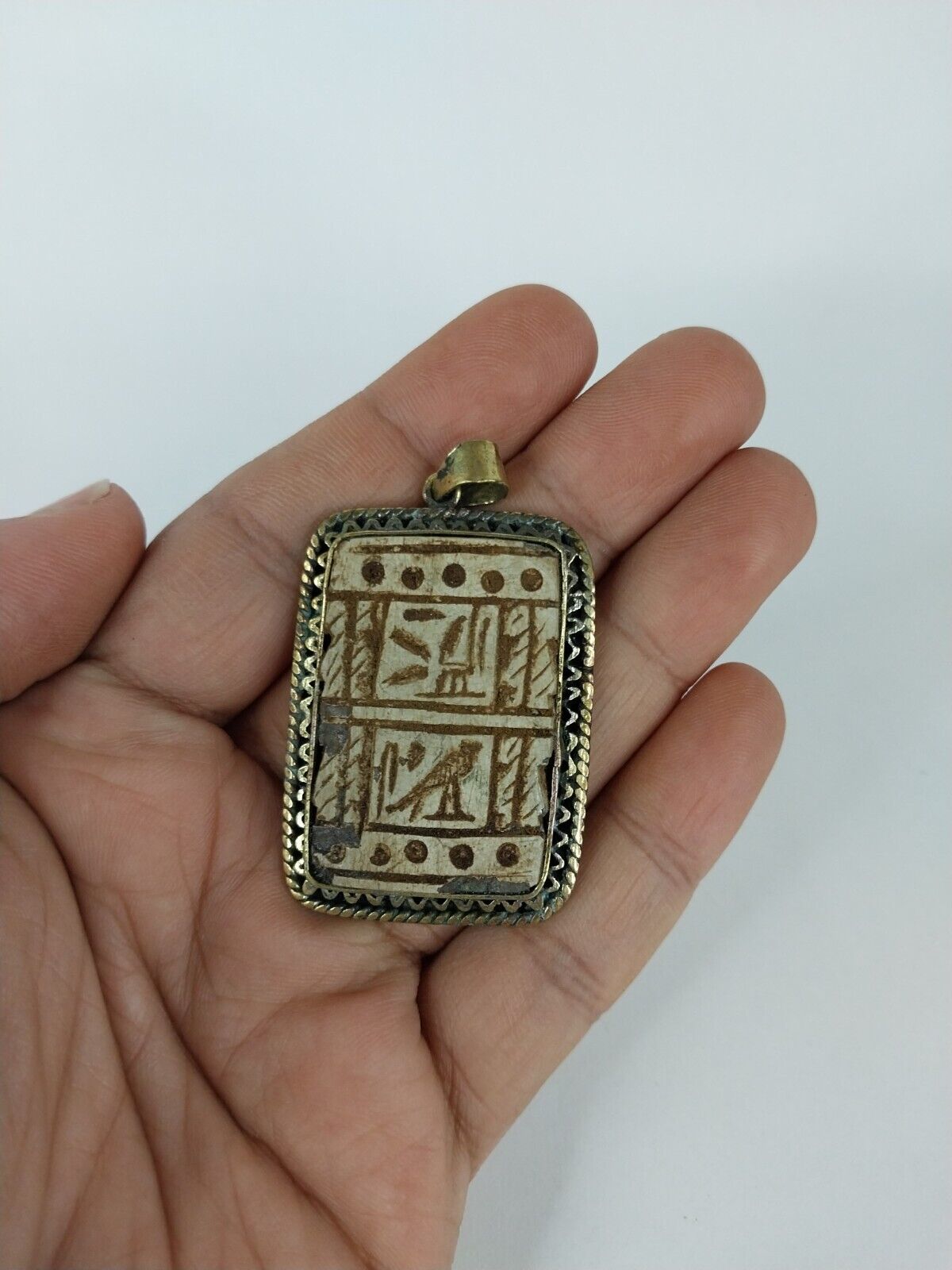 RARE ANCIENT EGYPTIAN ANTIQUE Book of Pharaonic Stone Pendent Necklace