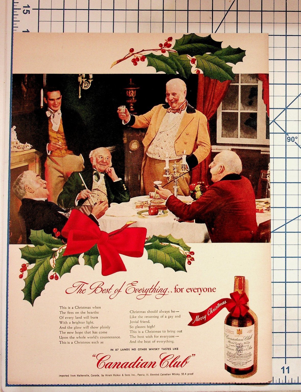 Vintage Canadian Club Whisky Christmas Ad 1940s Holiday Party Ephemera