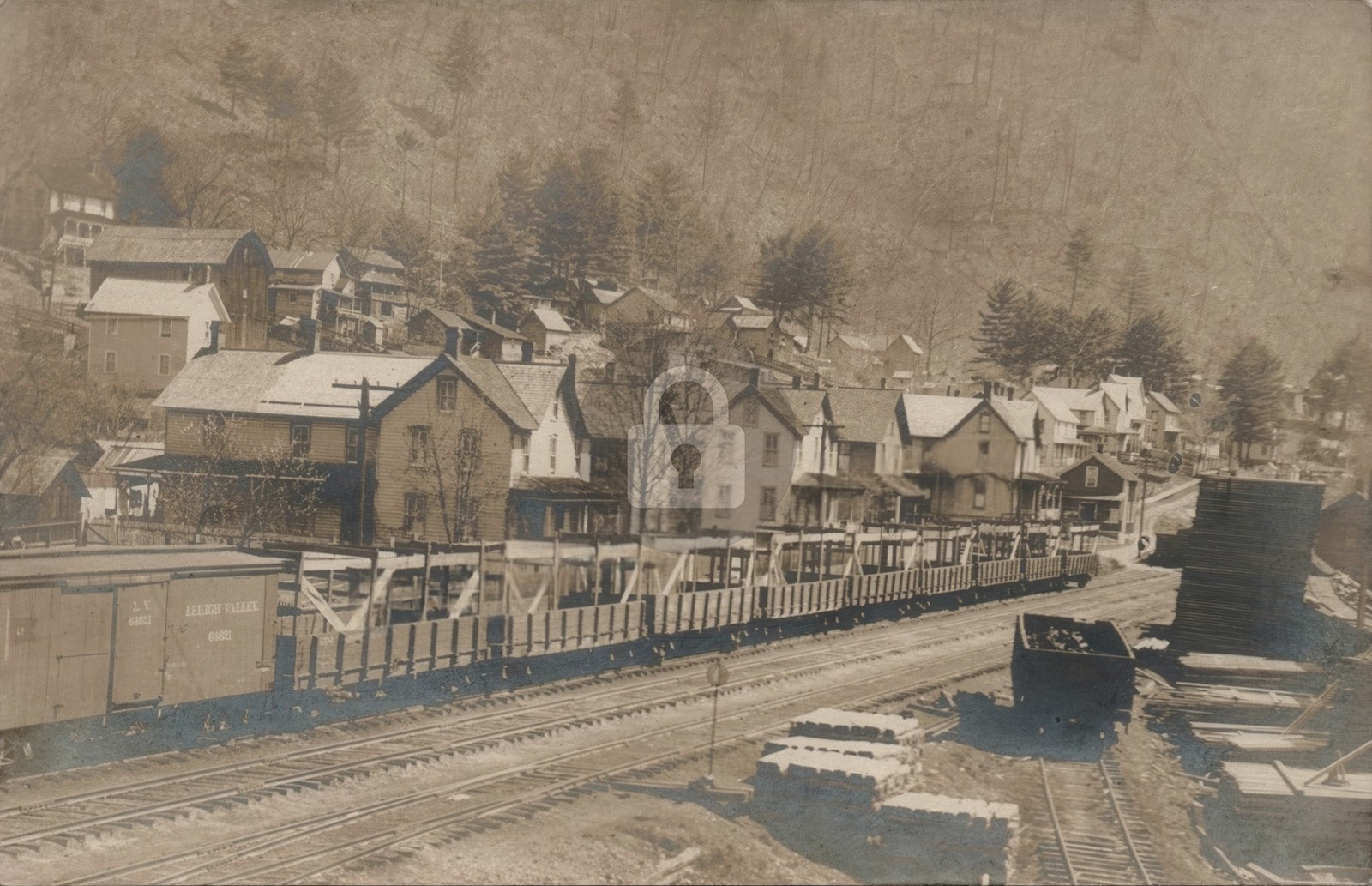 Railroad Train Yard RALSTON PA Lycoming Co RPPC Photo Postcard COPY