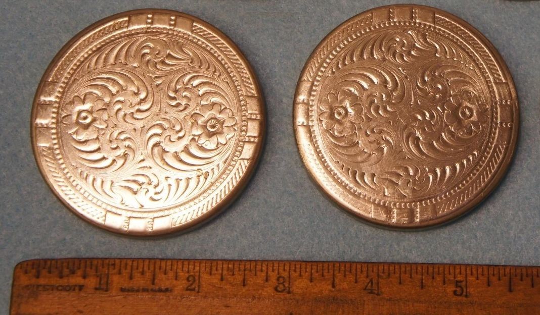 Lot of 2 NICKEL SILVER 2 ⅝” LID for SNUFF or Chewing Tobacco NEW OLD STOCK Chew