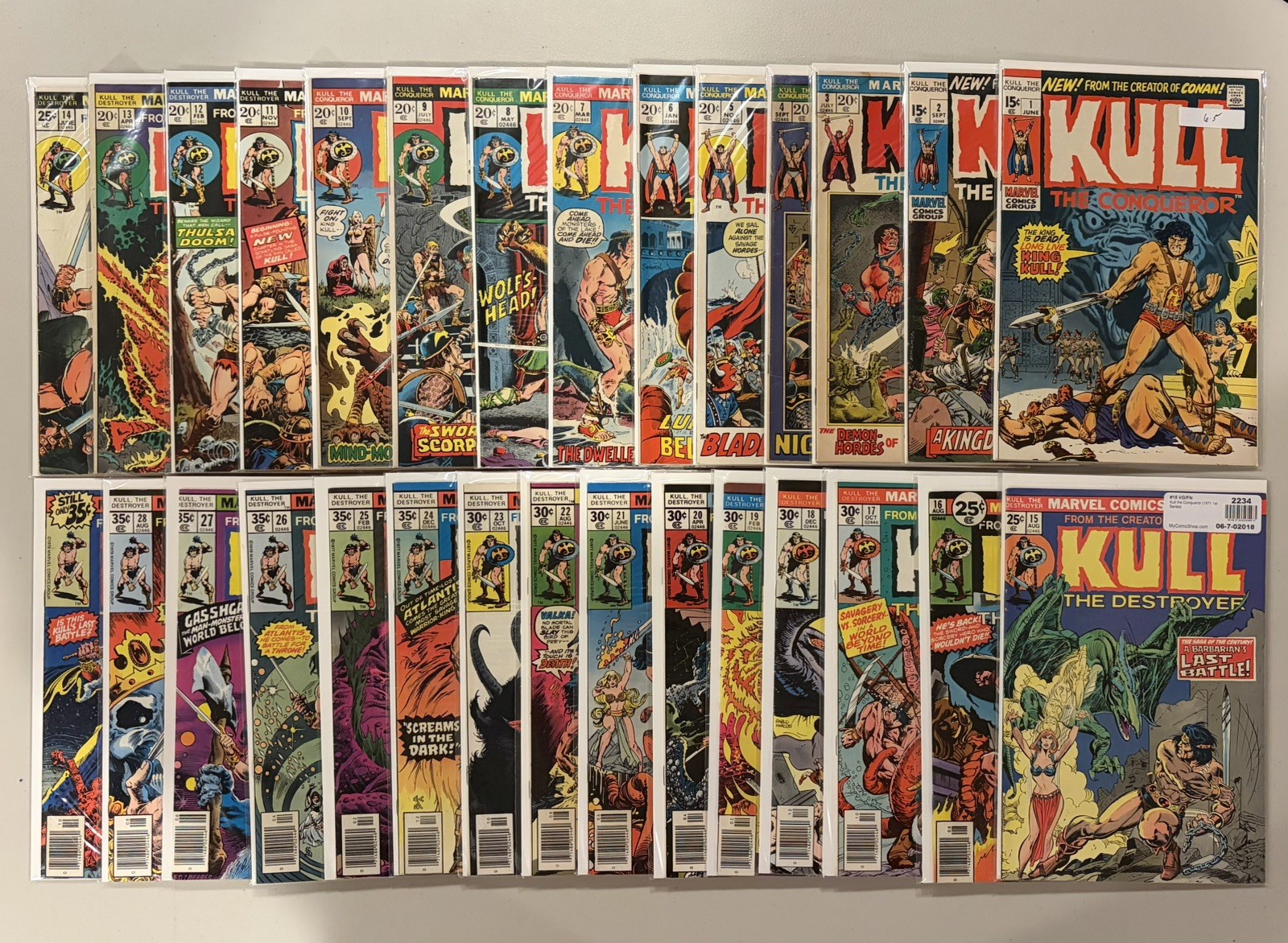 KULL THE CONQUEROR/DESTROYER 1-29 COMPLETE SET VG/FN