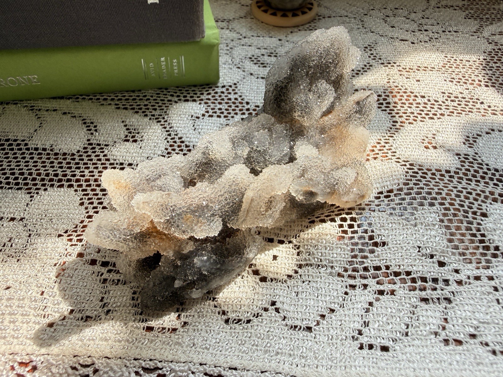 Natural Gray Botryoidal Chalcedony with Druzy Quartz • Stalactitic Chalcedony