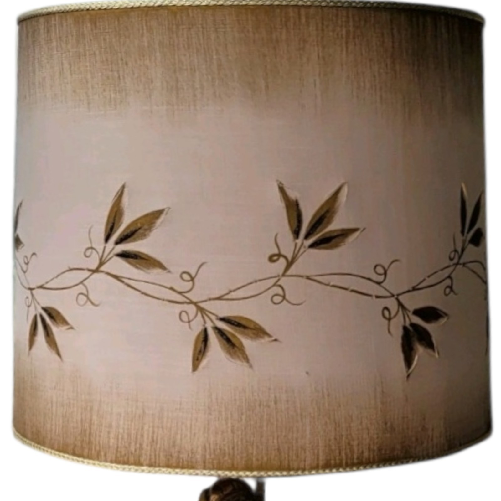Vintage 1950\'s Large Drum Lampshade   Leaf Vine Motif 18\
