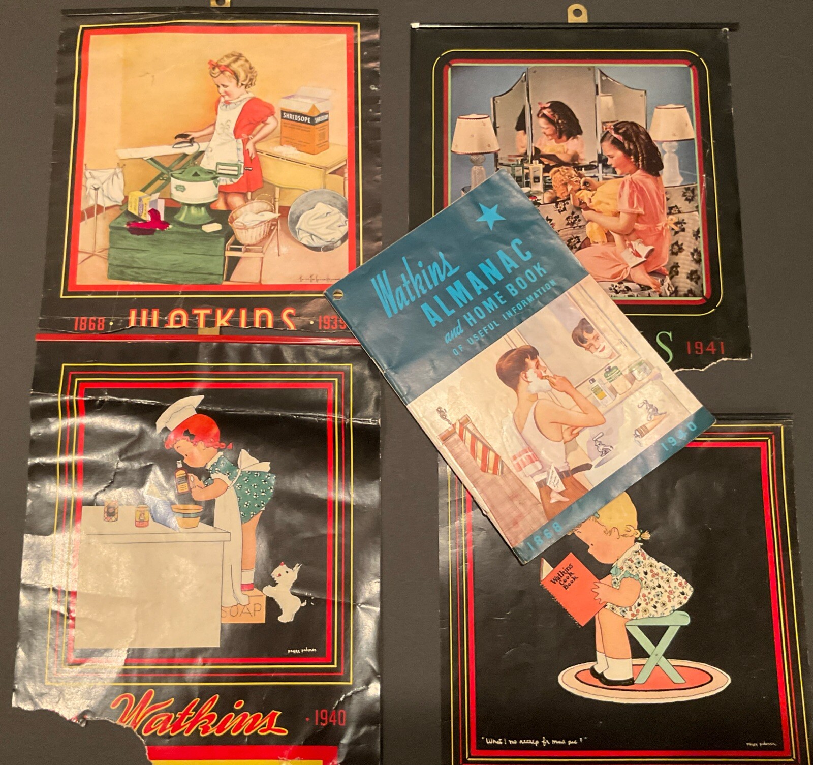 Vintage Watkins Almanac Home Book 1940 Booklet Guide Plus 1939-42 Calendar Pics