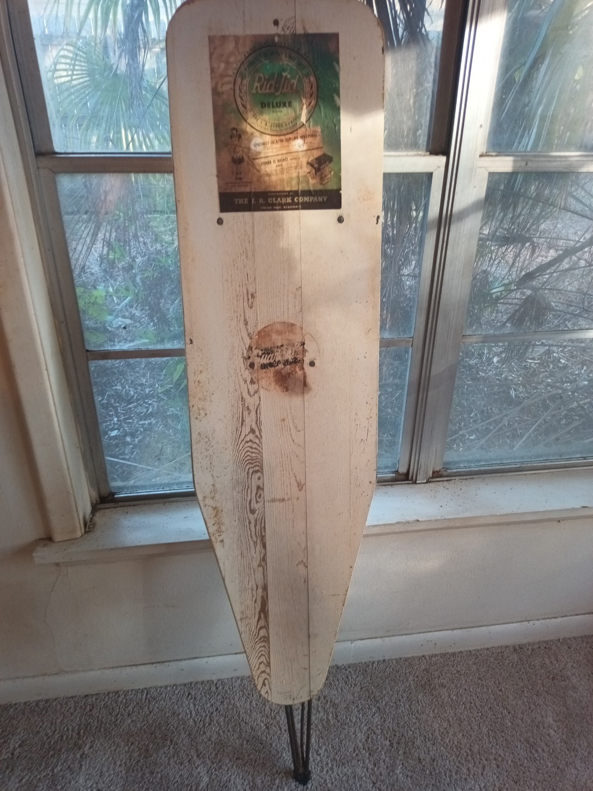 Vintage 1951 J.R. Clark RID-JID Wooden Ironing Board Rustic Laundry Room Display