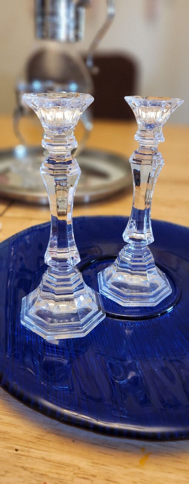 Wedgewood Crystal candle stick holders set of 2 vintage 1960's beautiful