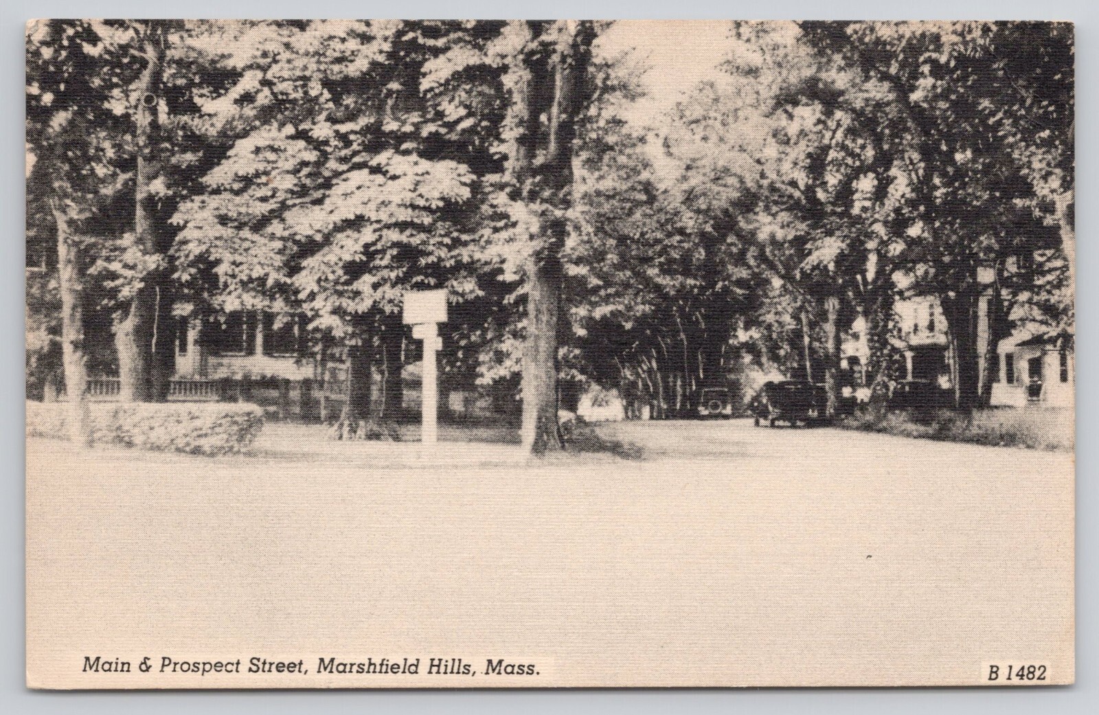 Marshfield Hills MA Massachusetts Main & Prospect Street 1940s Vintage Postcard