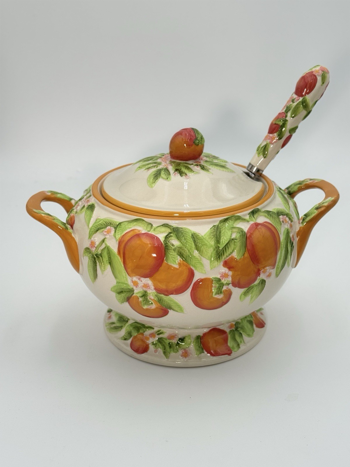 Temptations By Tara Figural Fruit Peach Soup Tureen 3.5 Qt.