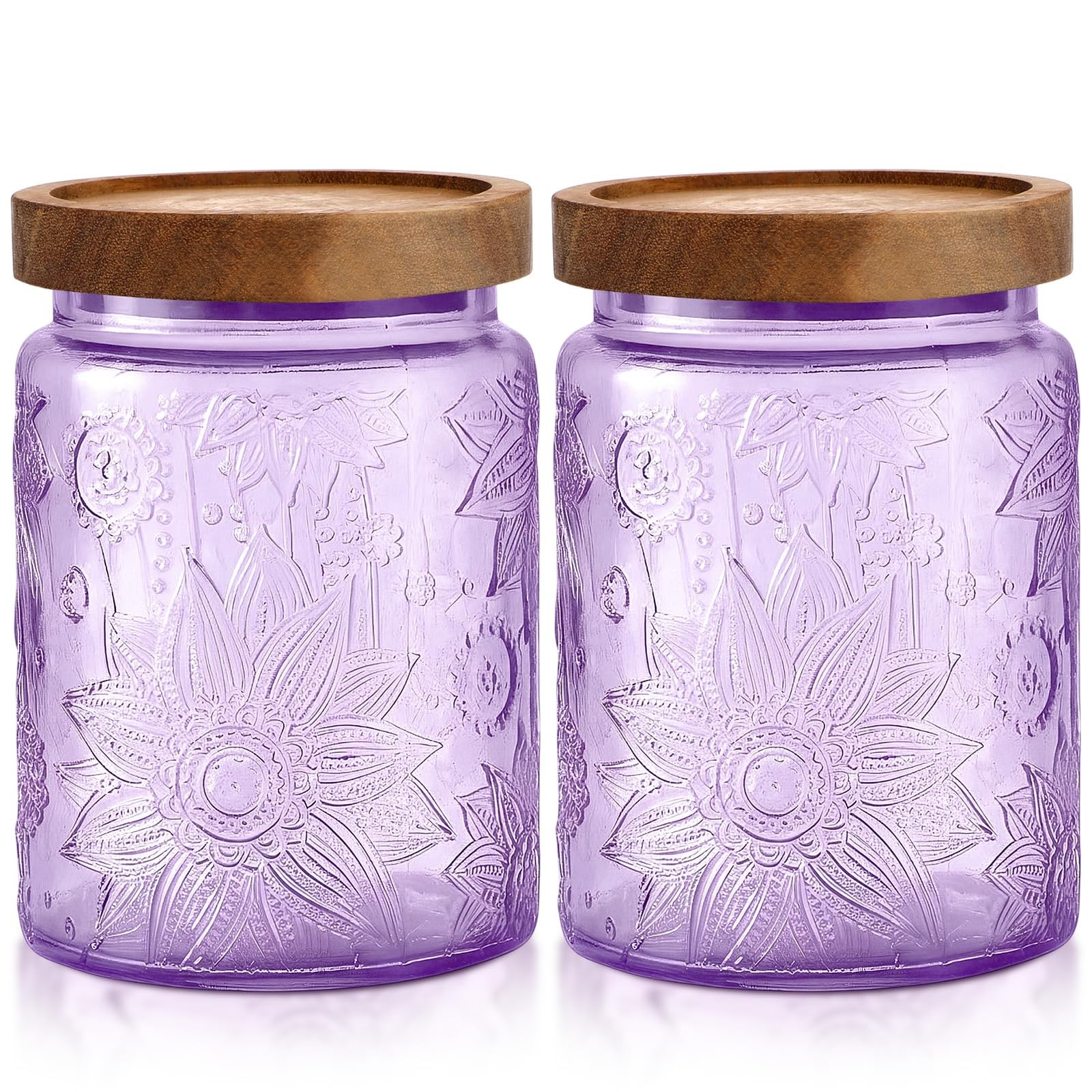 LemonRoad 2 Pcs Vintage Purple Glass Storage Jars 23.7 Oz Mason Jar Canister LemonRoad 2 Pcs Vintage Purple Glass Storage Jars 23.7 Oz Mason Jar Canister