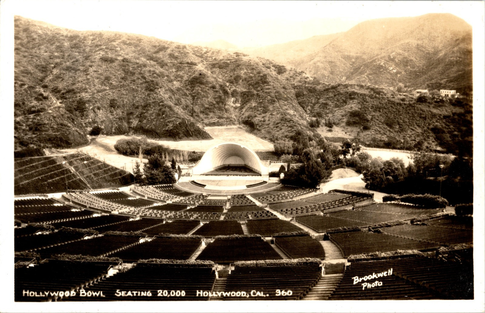 Vintage Hollywood Bowl RPPC Seating 20,000 Brookwell Photo No. 360