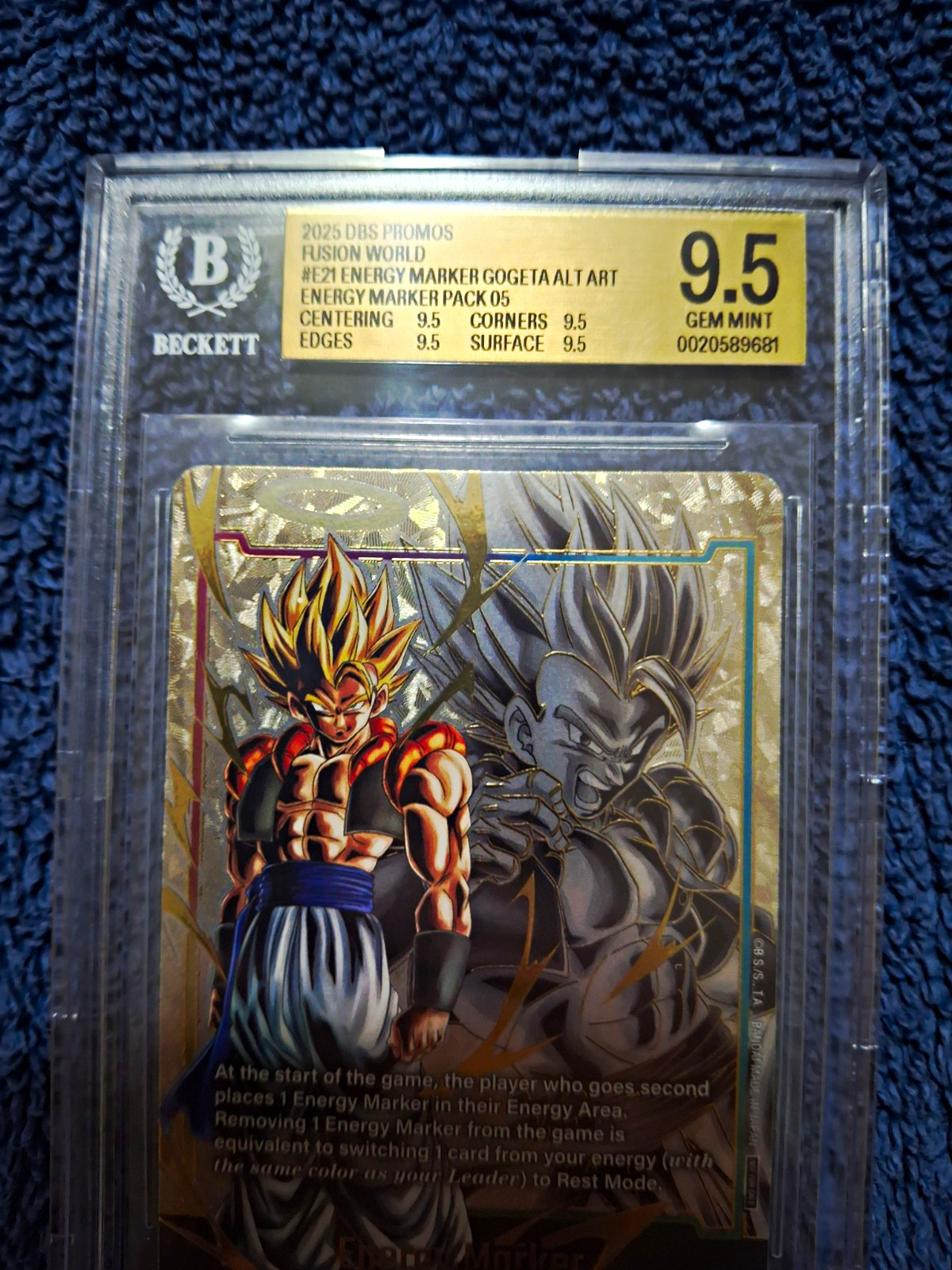 Bandai 2025 Dragon Ball Super DBS Fusion World Gogeta Energy Marker E21 BGS 9.5