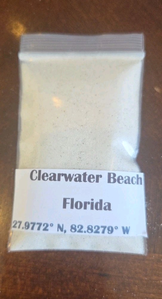 CLEARWATER beach sand, Florida white sand, 30 ml 2x3 bag, Pinellas County
