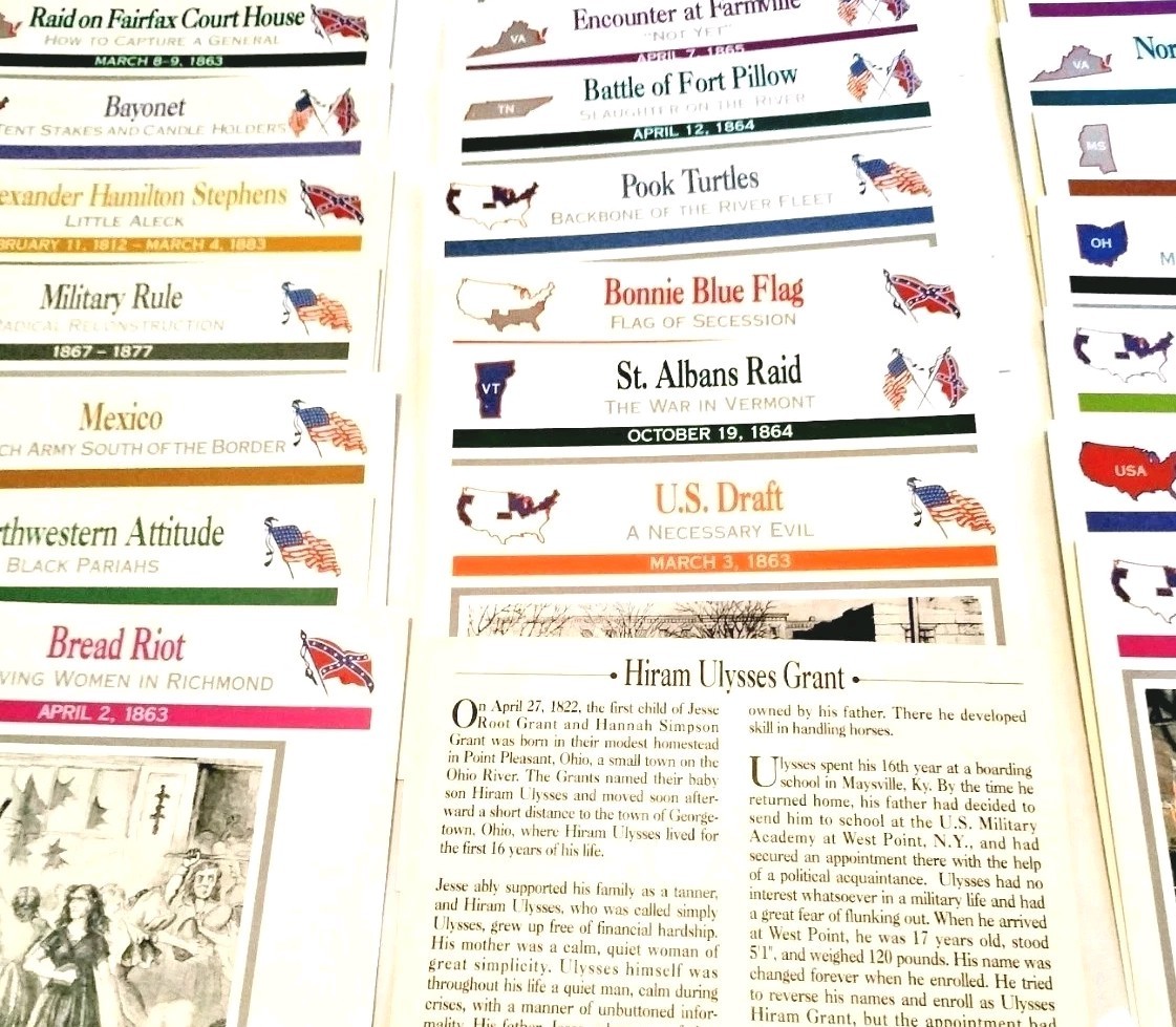 Stephen T. Foster  Collector Cards Civil War Atlas Edition 60 Pcs US History 