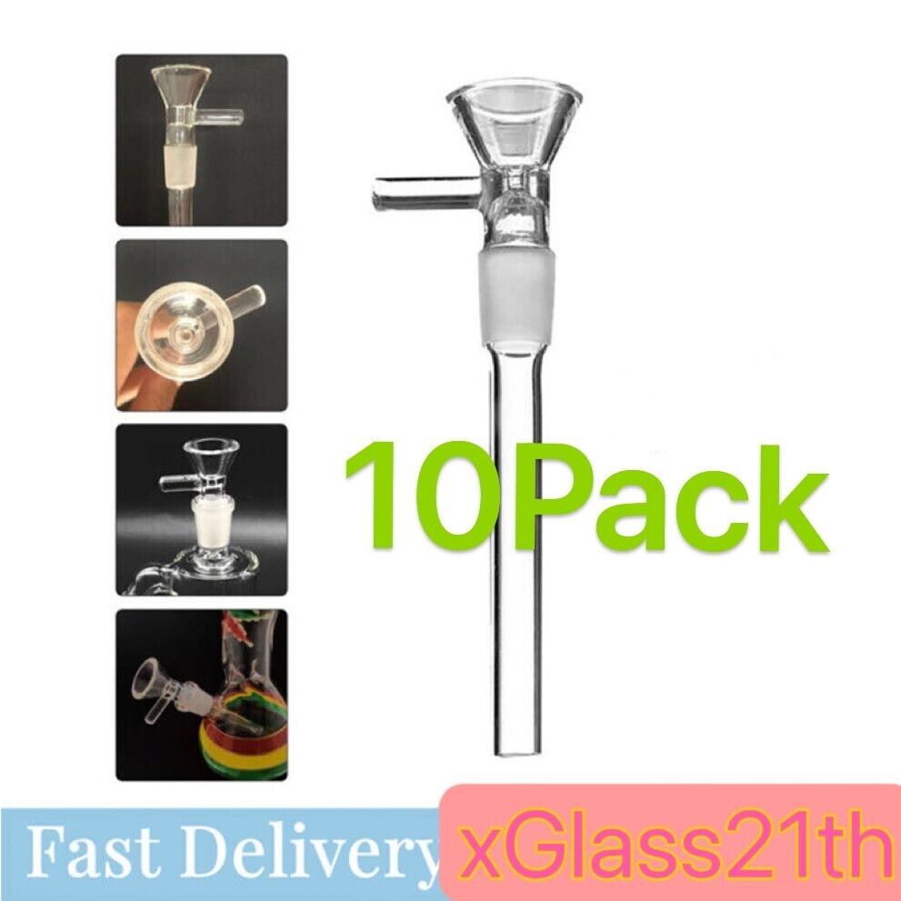 10PCS-4.7inch 14mm Male Pipes Glass Downstem with Bowl Adapter Water Filter Part