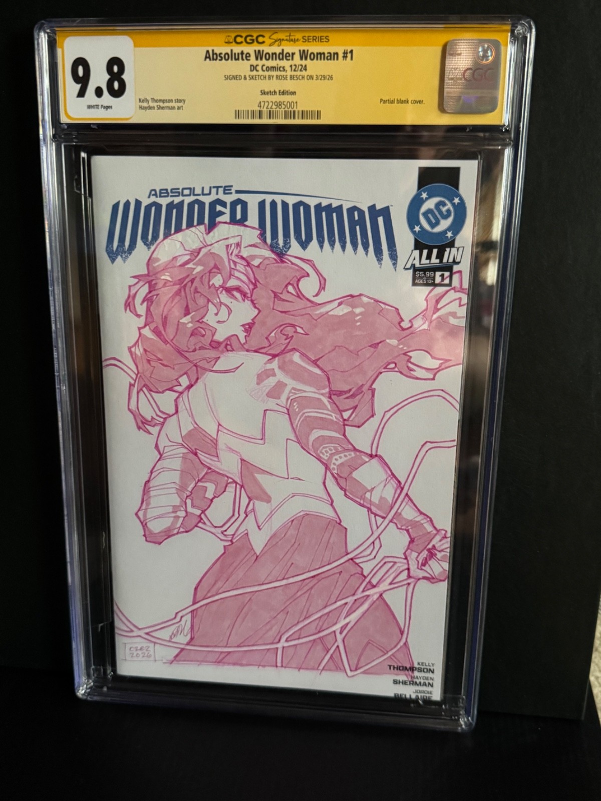 Absolute Wonder Woman Original Sketch Rose Besch Signed CGC SS 9.8 C2E2 2026