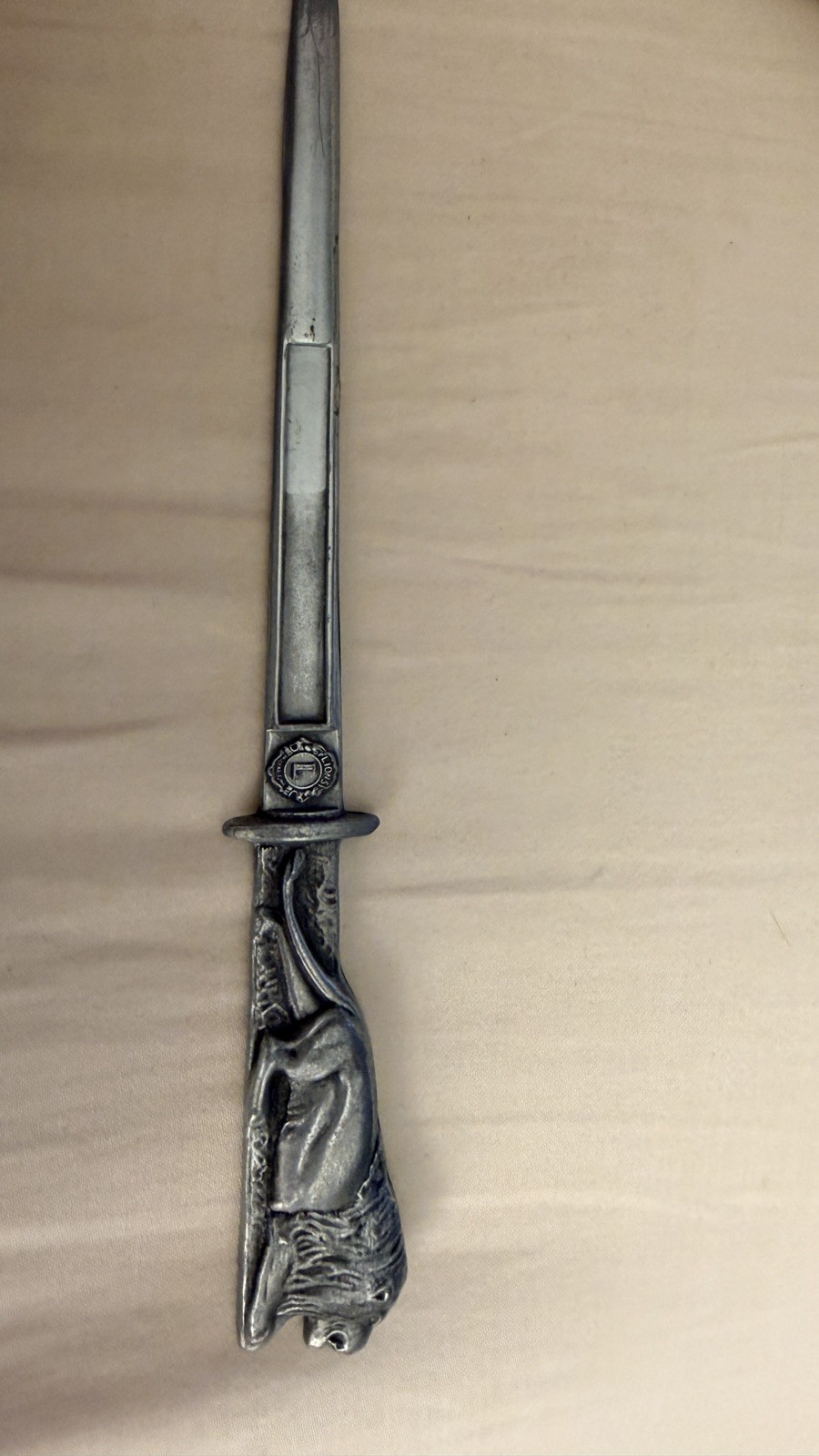Vintage Lions Club Pewter LETTER OPENER METAL Emblem Lion