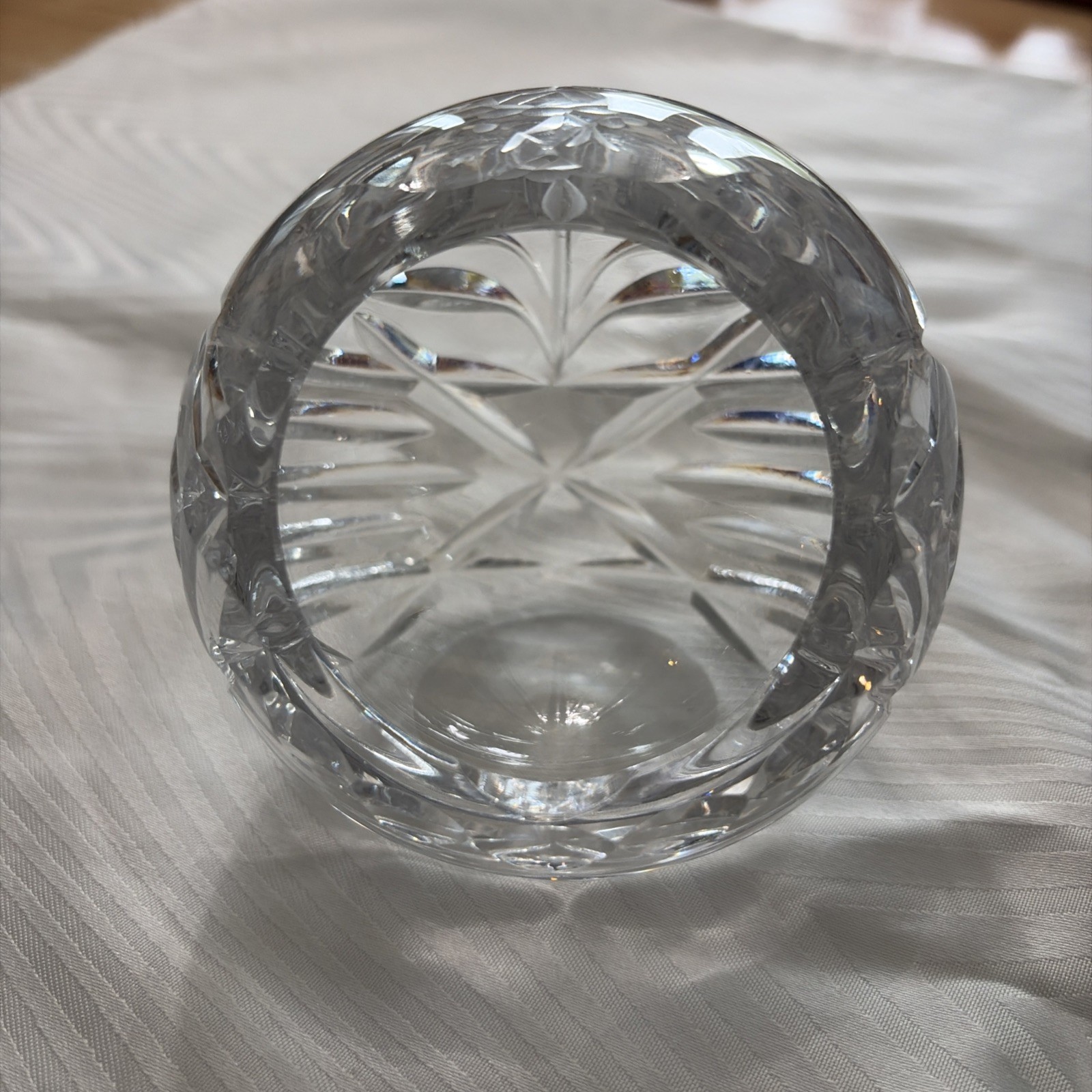 VTG Clear Cut Crystal Side Opening Bowl Roses Rings Etc.