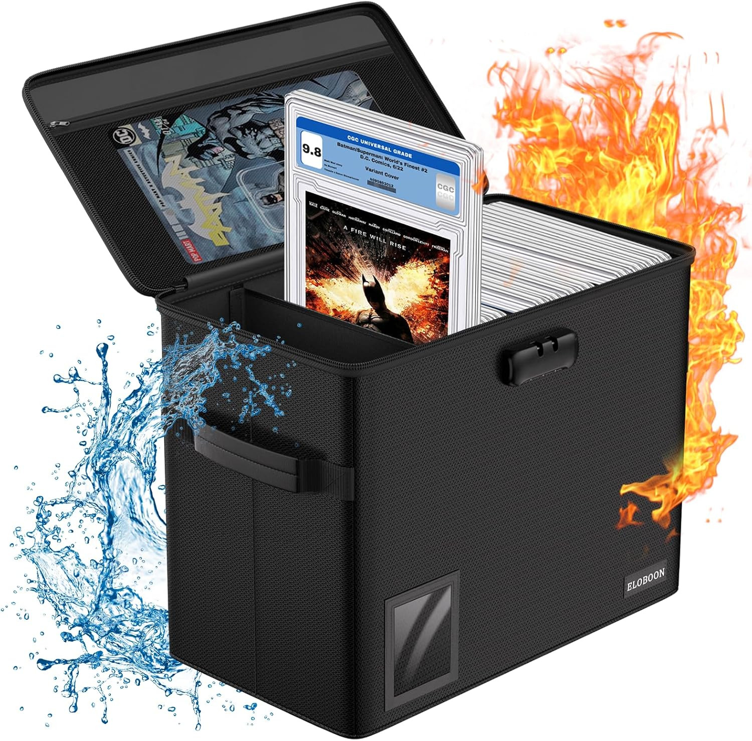 Fireproof Graded Comic Book Storage Box with Lock for 30 Comics