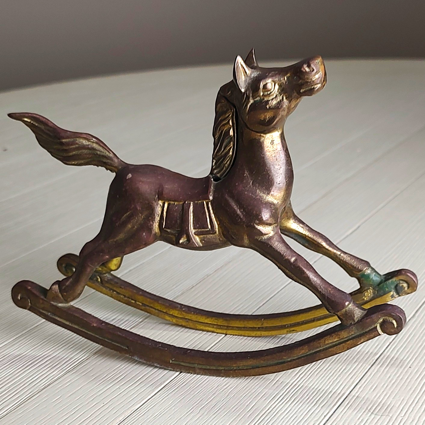 Vintage Brass Rocking Horse Figurine Decorative Collectible Horse
