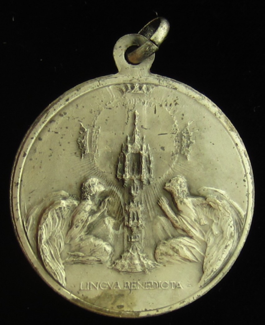 Vintage Saint Anthony Medal Angels Tongue Reliquary Catholic Jesus Large