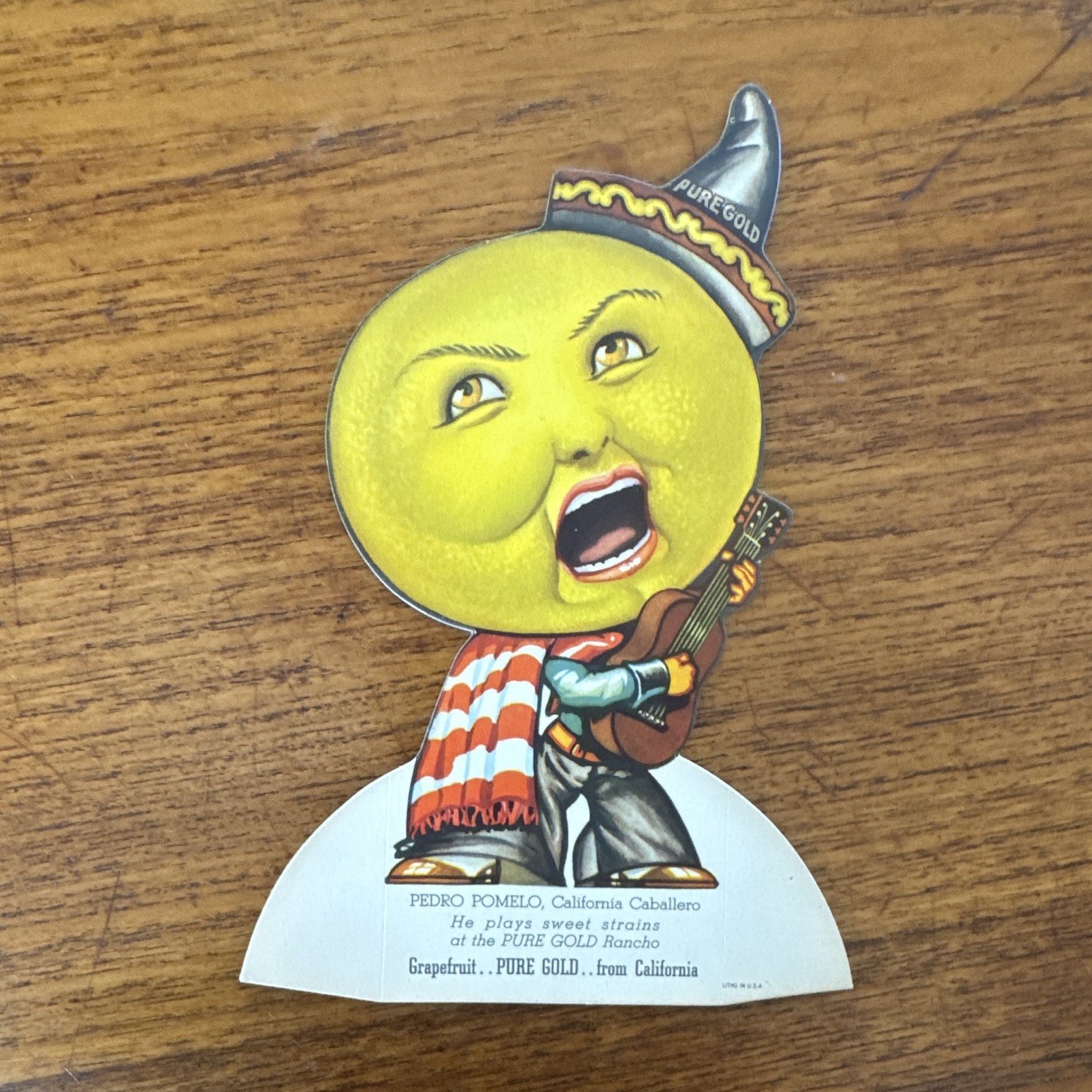 1930s 1940s Vintage Pure Gold Grapefruit Pedro Pomelo California  Paper Cutout