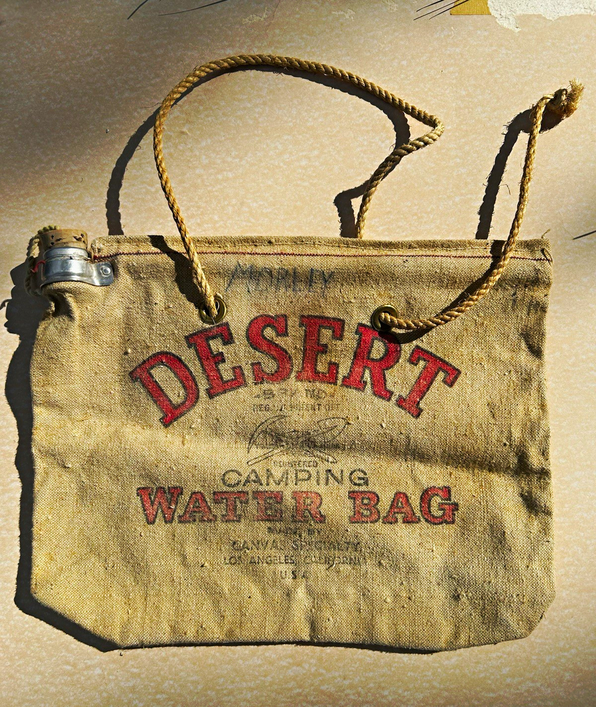 Vtg Desert Brand Canvas Camping Water Bag Flax Duck Canvas Specialty Los Angeles