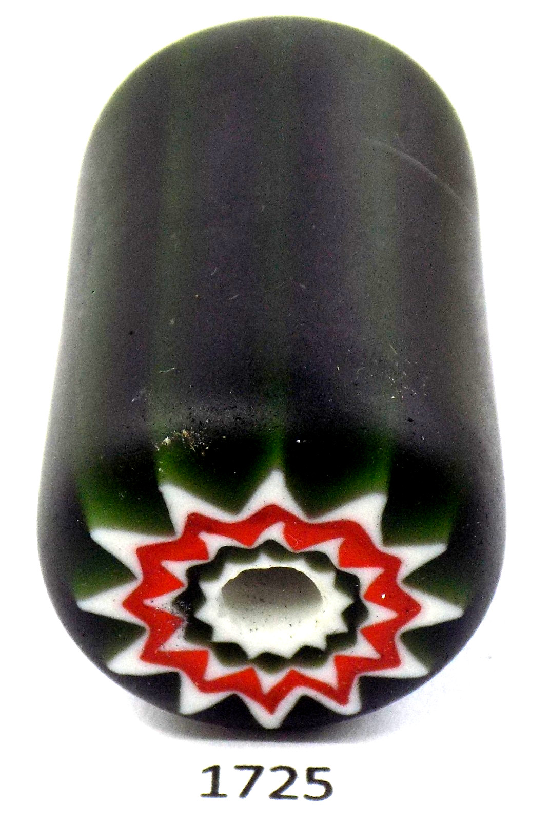 THE LOG Hunter Green Centerpiece Chevron African Trade Bead 1725 BN 11a THE LOG Hunter Green Centerpiece Chevron African Trade Bead 1725 BN 11a