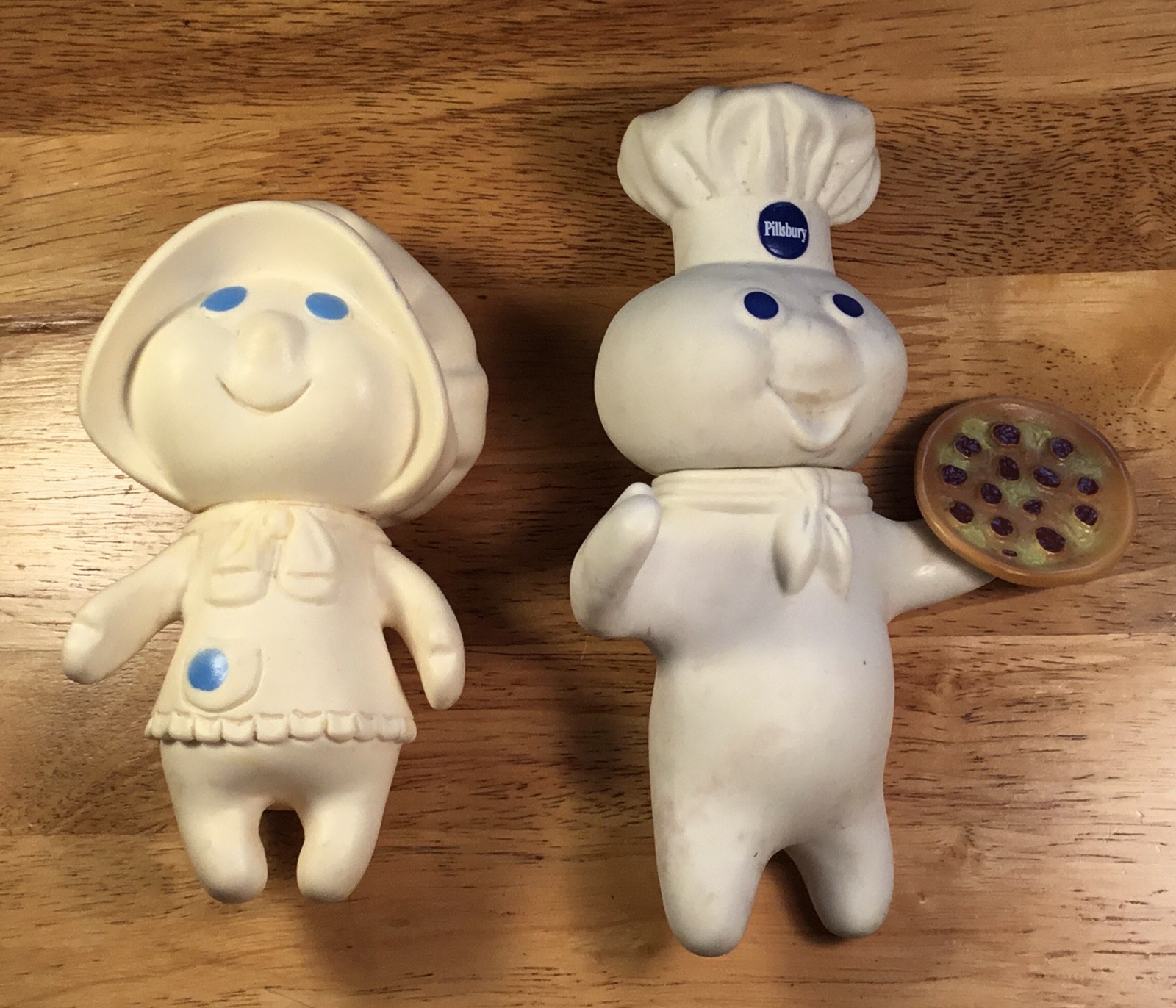 Vtg 1971 Rubber Pillsbury Doughboy and 1972 Poppie Dough Girl Dolls Figures 