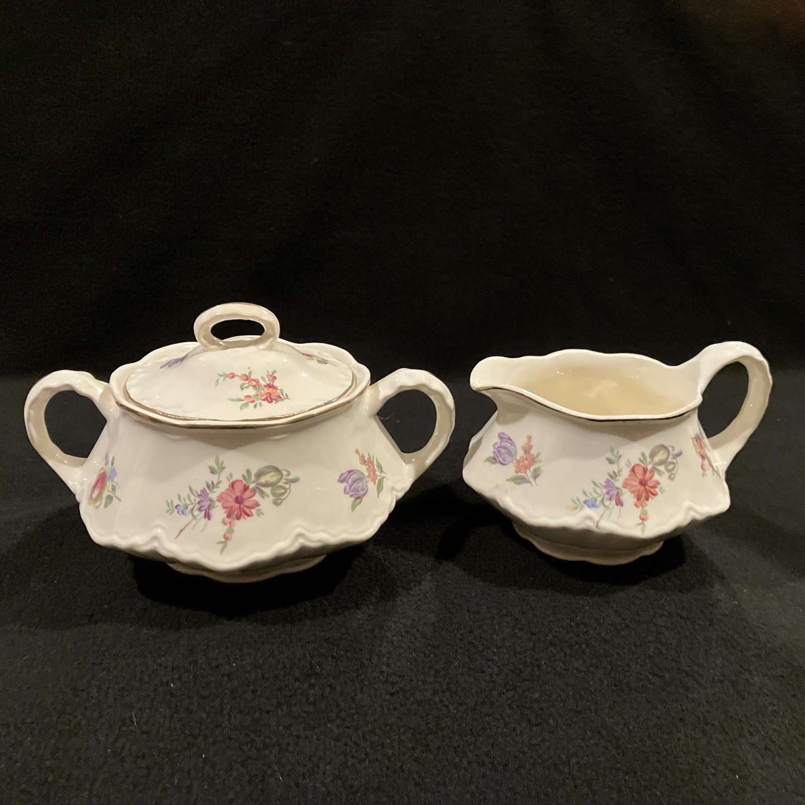 Vintage Homer Laughlin Creamer & Sugar Priscilla Pattern Household Institute