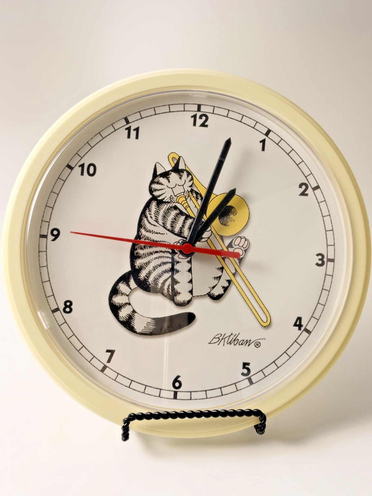 Vintage B. Kliban Cat Trombone Wall Clock 1980s Tested Works Retro