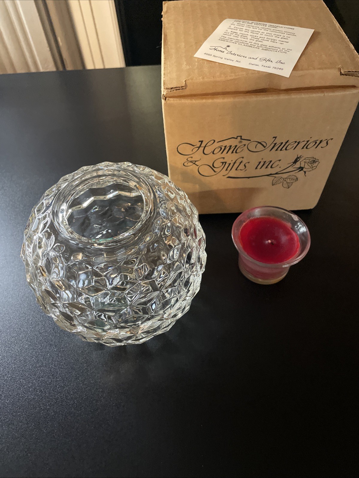 Fairy Light Home Interiors Homco Clear Glass W/Candle Votive Cup W/Box
