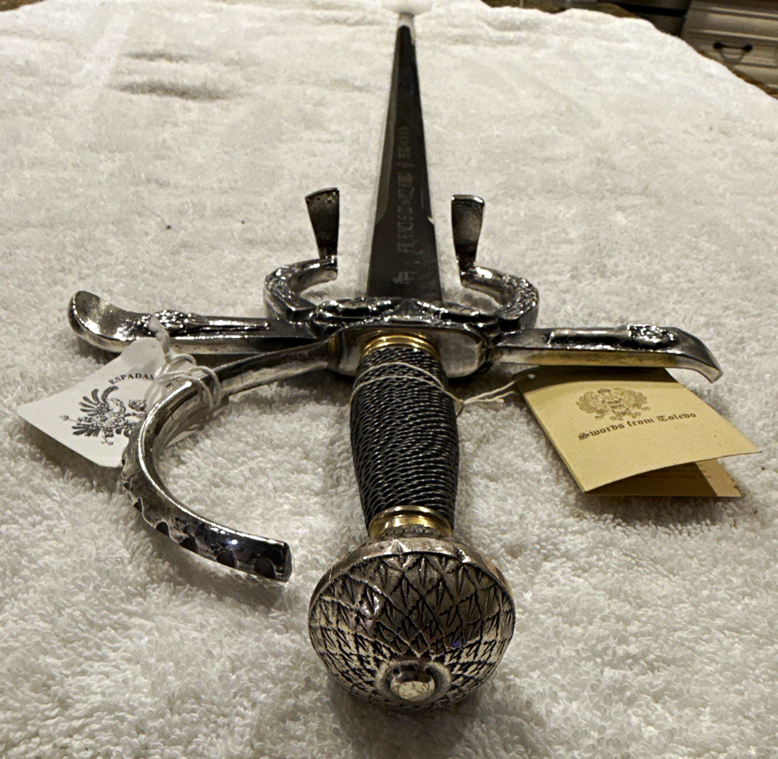Vintage Francisco Pizarro Sword Espadas De Toledo Spain Replica Tag REF 525