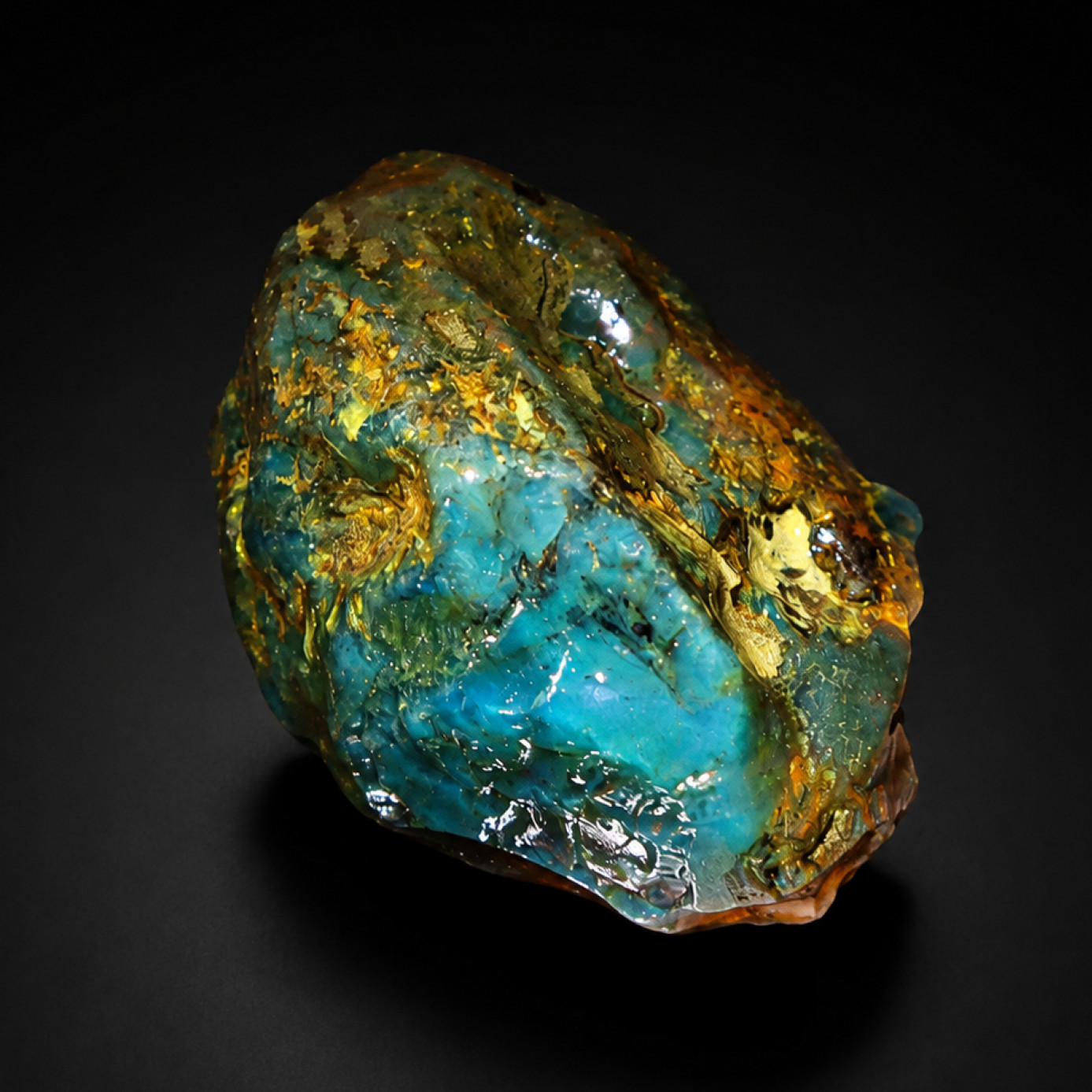 Pure Natural Clear Sky Blue Green Dominican Amber Stone Specimen 54mm 34.1g