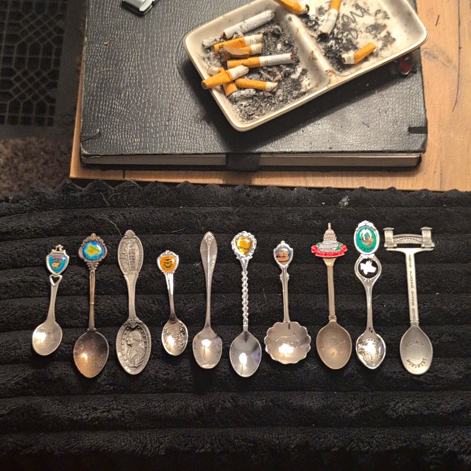 Lot of 10 Souvenir Collectible Spoons Silver-Tone Enamel Metal America Theme