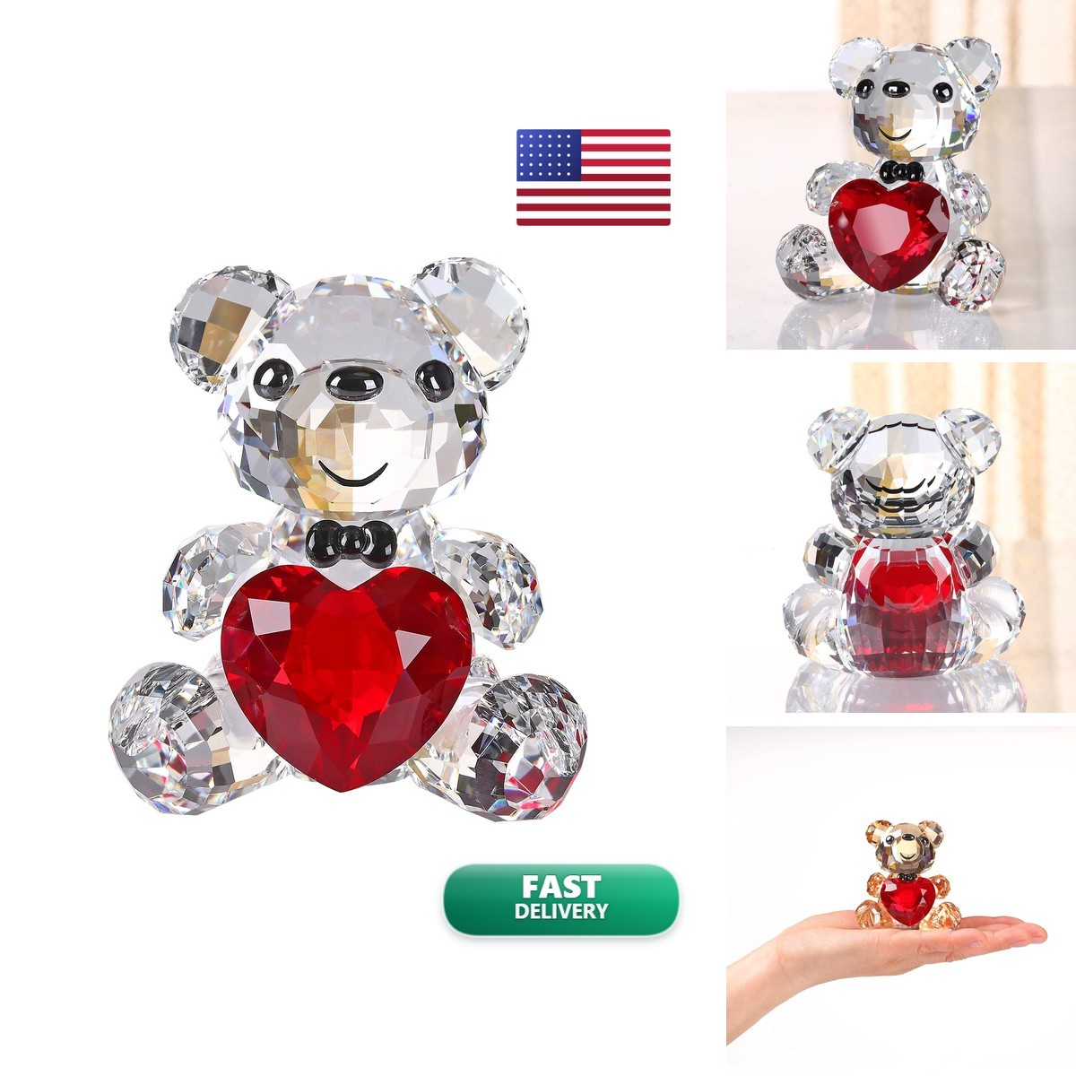 DOJOZ Crystal Teddy Bear Figurine White