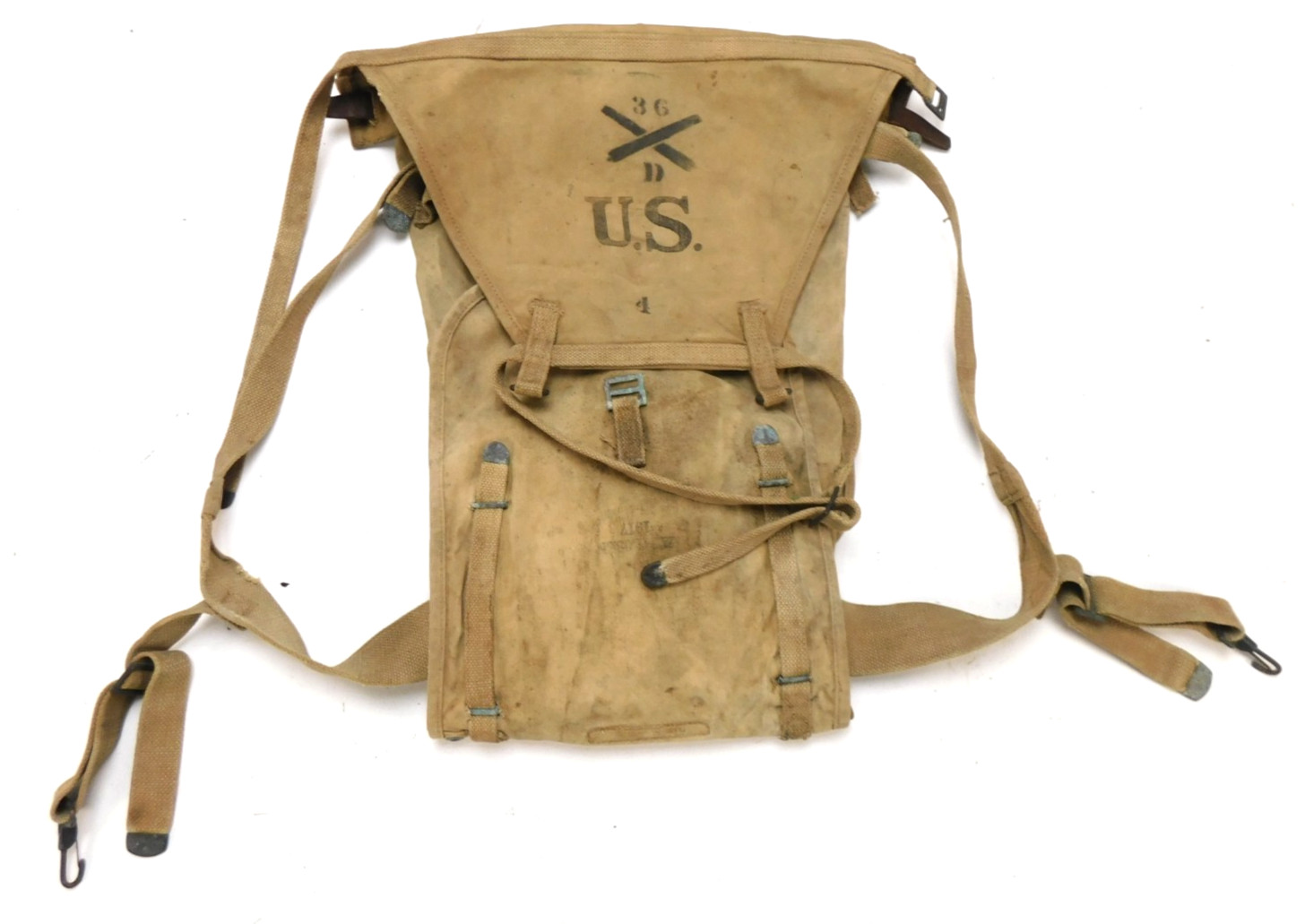 WWI US Army M1910 Haversack Backpack 36th Field Artillery 1917 w/ Leather Strap