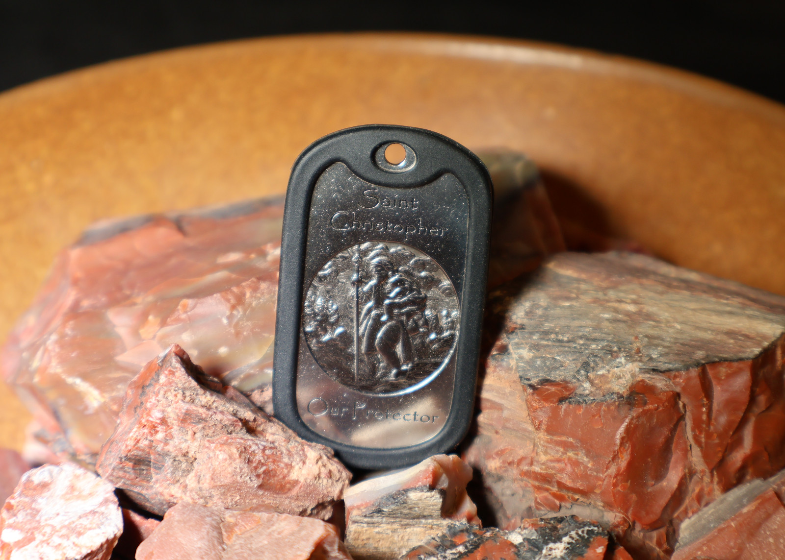 St Christopher Deep Engraved Third Dogtag in English St Christopher Deep Engraved Third Dogtag in English