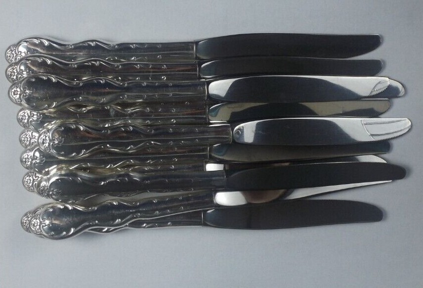 12 IS Wm Rogers Camelot Melody Dinner Knives Silver Plate  (it@box)