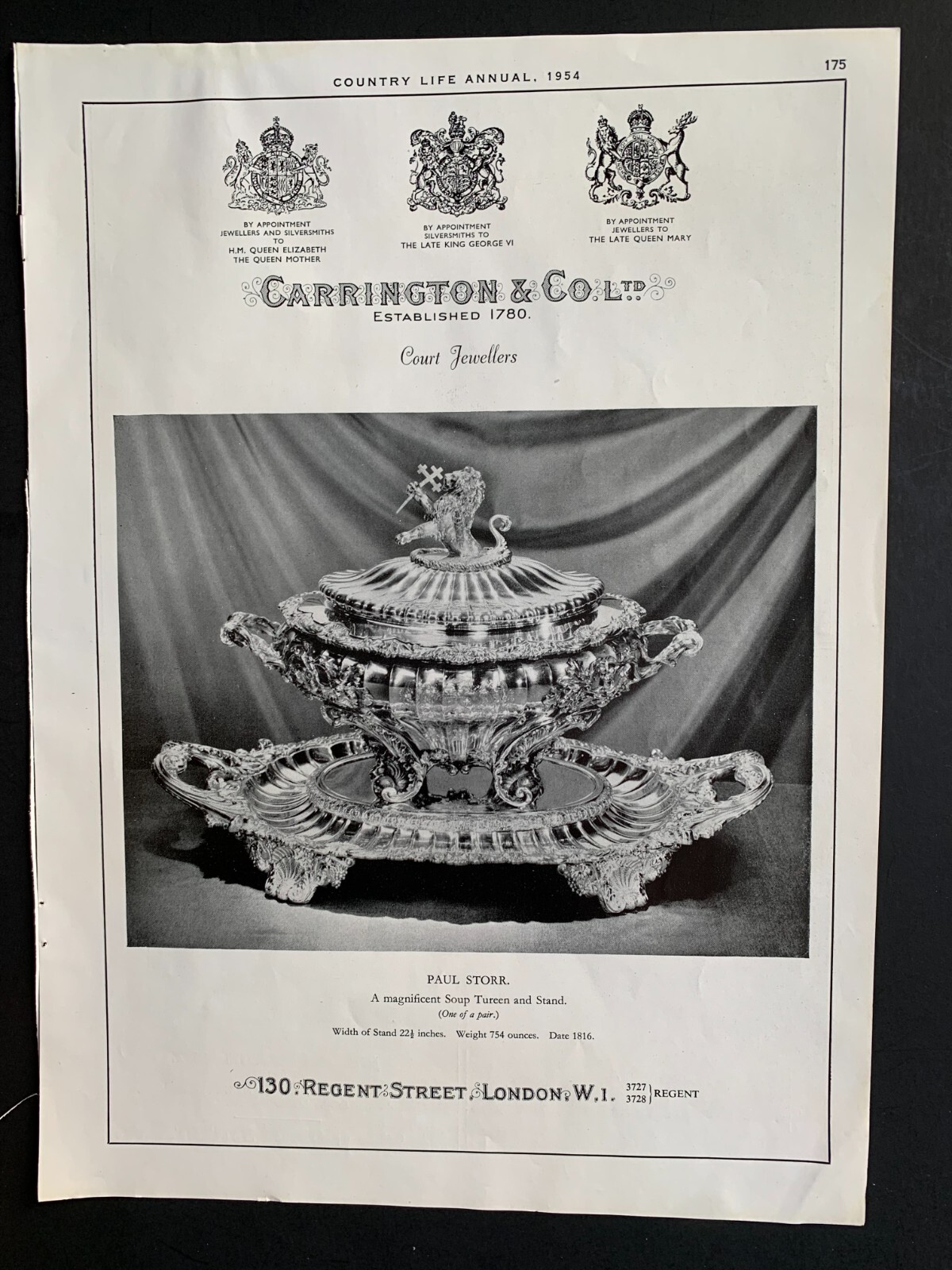 1954 Carrington & Co Court Jewelers UK Ad 13\